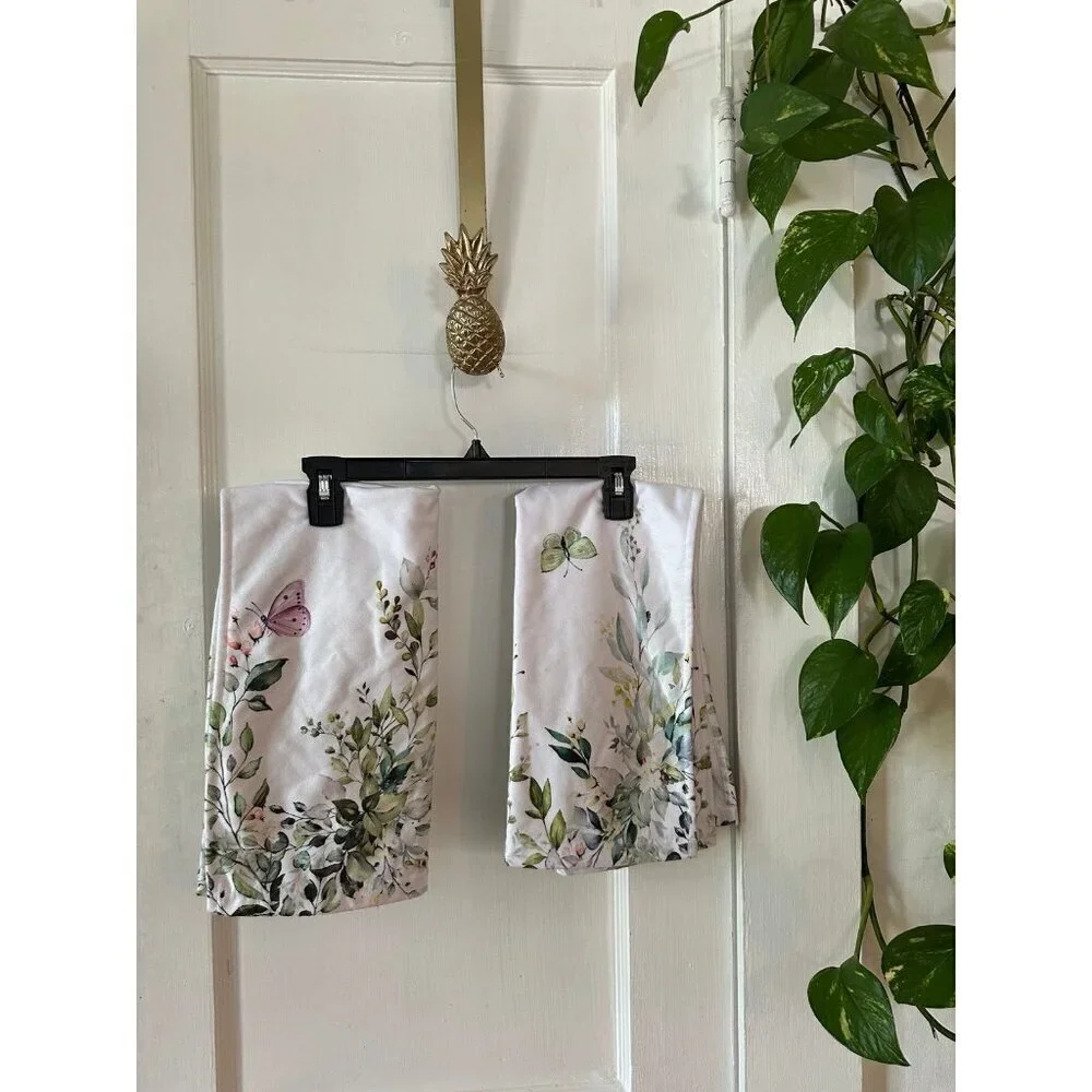 Butterfly white floral kitchen towels